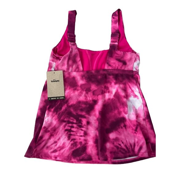 Nike NESSC329 Tie Dye Scoop Neck Swim Tankini Top Pink ( XS ) - Picture 3 of 4